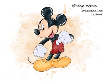 Micky Maus Aquarell Clipart, PNG (digitaler Download)