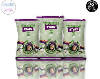 Plantilla de bolsa de patatas fritas de Toy Story de Buzz, editable e imprimible