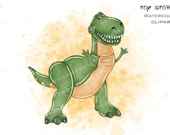 Rex Dinosaurier Aquarell Clipart, PNG (digitaler Download)