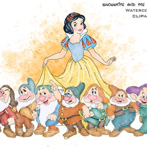 sneeuwwitje clipart, sneeuwwitje, sneeuwwitje png, sneeuwwitje aquarel, prinses illustraties, prinses sneeuwwitje, zeven dwergen clipart