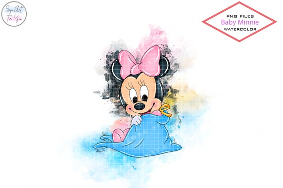 ベビーミニーマウスの水彩画 PNG クリップアート（デジタル