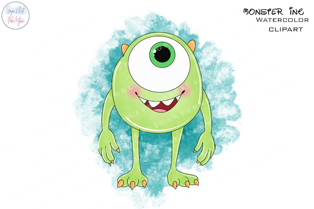 Monster Inc Watercolor Clipart, Mike Wazowski, Sully, PNG (digital  Download) - Etsy