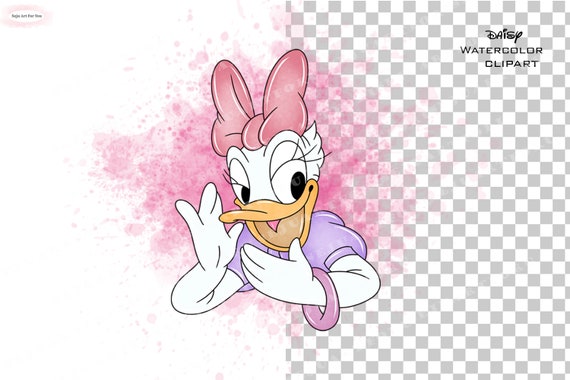 水彩デイジーダックのクリップアート、ミニーマウス、ミッキーマウスの