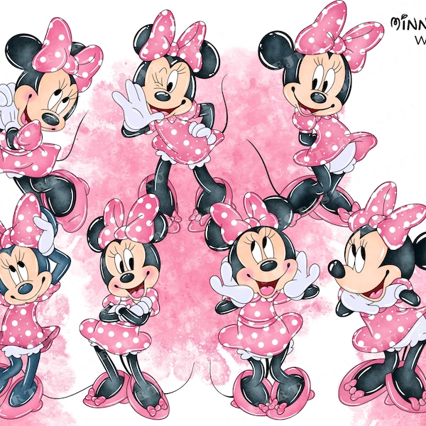 minnie watercolor, minnie mouse clipart, minnie watercolor clipart, minnie mouse png, minnie clip art, minnie png, minnie mouse, minnie