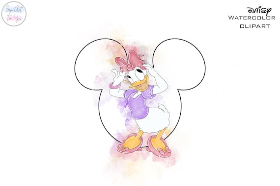 新品★デイジーダック Daisy Duck アヒル デイジー ダック 油絵風 絵 デイジーダックの誕生日、デイジーダックのPNGクリップアート