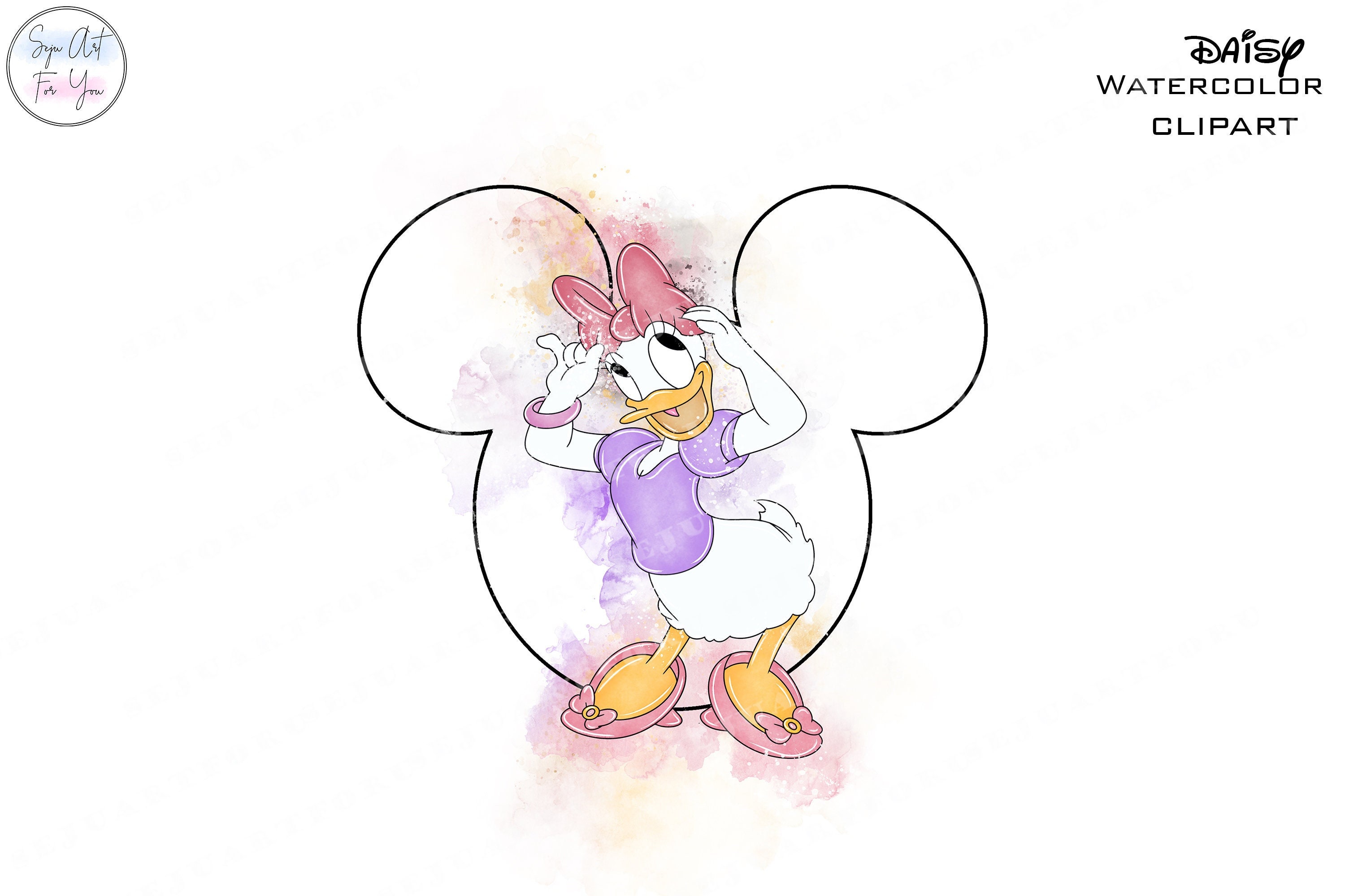新品★デイジーダック Daisy Duck アヒル デイジー ダック 油絵風 絵 デイジーダックのクリップアート、デイジーダックPNG、デイジー