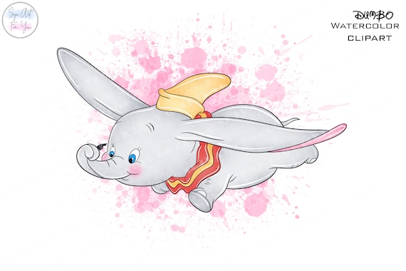 ダンボの水彩画クリップアート、赤ちゃんゾウのPNG（デジタル