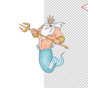 King Triton Watercolor PNG Clipart, Little Mermaid (digital Download ...
