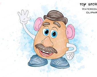 Pan Ziemniak, akwarelowy clipart, Toy Story PNG (pobieranie cyfrowe)
