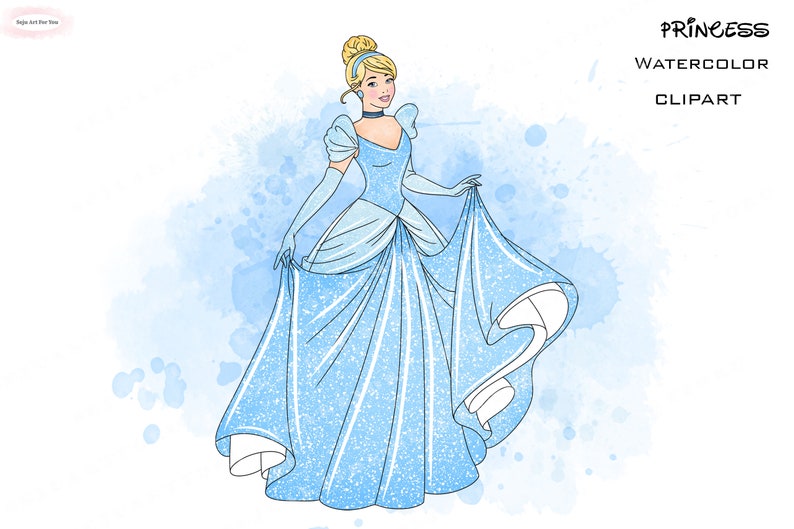 Cinderella Watercolor Clipart, Princess PNG (digital Download) - Etsy