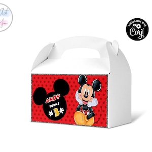 Mickey Mouse birthday gable box template gable boxes birthday gable boxes label surprise box gift box Favor box Editable printable S005