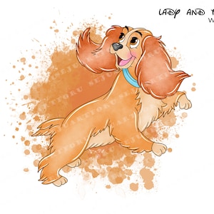 lady and the tramp watercolor clipart, lady and the tramp clipart, lady and the tramp png, watercolor lady and the tramp clipart, the tramp