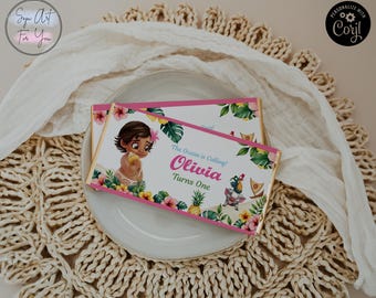Moana Birthday Hershey Bar Wrapper, Editable Chocolate Label (Digital File)