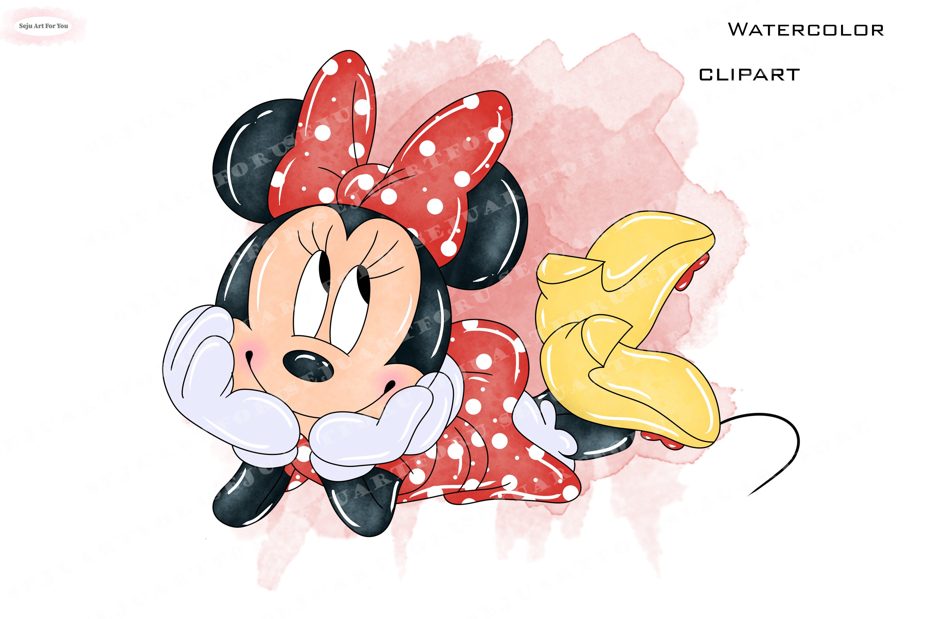 Minnie Watercolor Minnie Mouse Minnie Mouse Clipart Minnie - Etsy