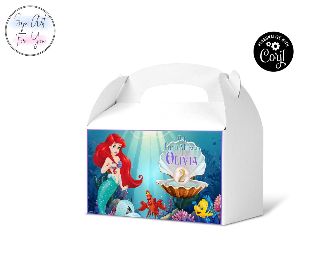 Ariel Princess Gable Box Template, Little Mermaid Favor Box (digital ...