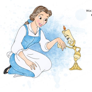 Clipart La bella e la bestia, clipart principessa acquerello, clipart acquerello principessa, clipart principessa, clipart principessa belle, belle png