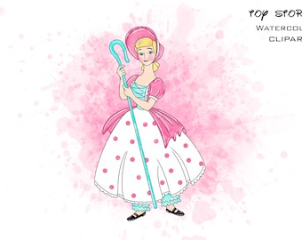 Bo Peep, Toy Story, akwarela, clipart (PNG)