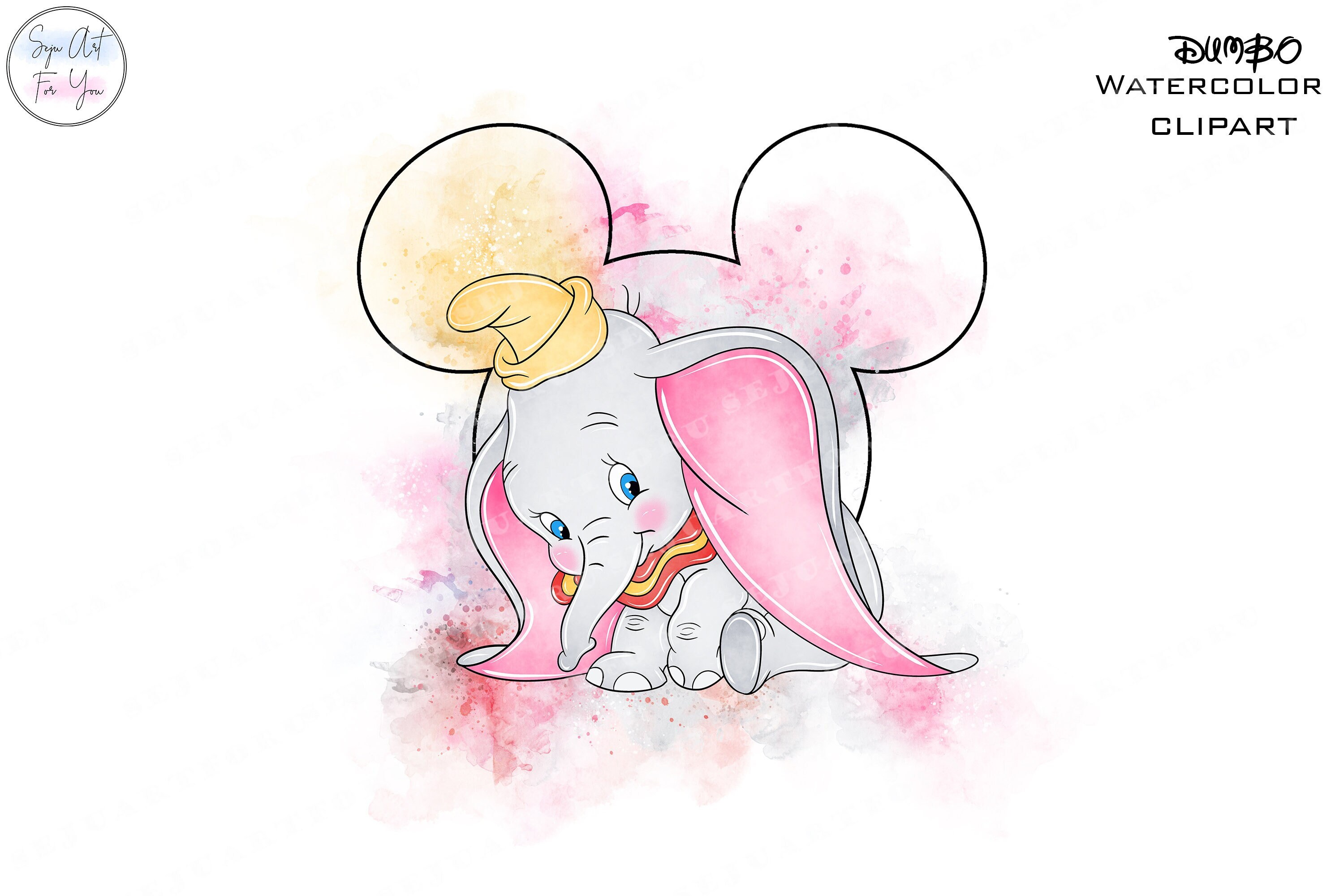 Dumbo Clipart,dumbo, dumbo png, dumbo print, elephant baby clipart, cute elephant clipart, watercolor elephant clipart,baby elephant clipart