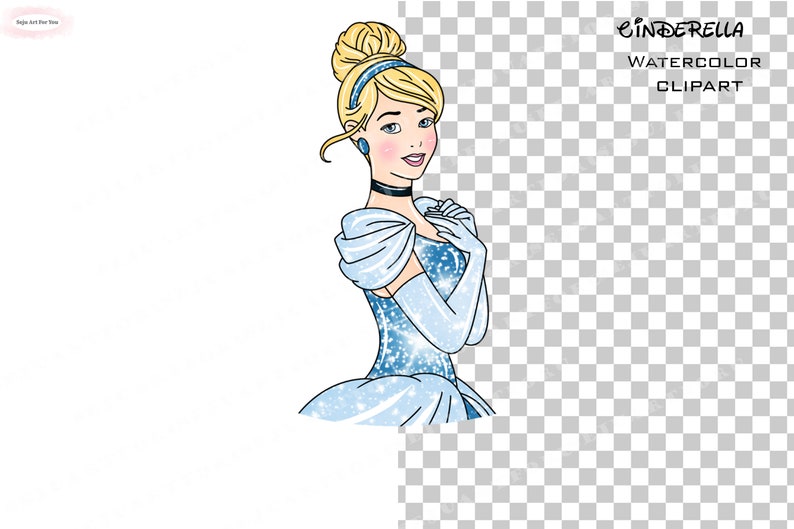 Cinderella Watercolor Clipart, Princess Nursery Art (PNG) - Etsy