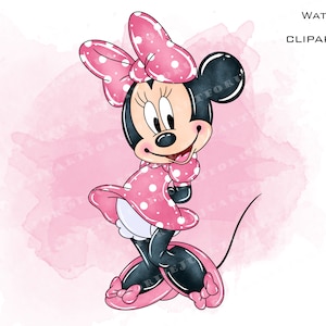 minnie watercolor, minnie mouse clipart, minnie watercolor clipart, minnie mouse png, minnie clip art, minnie png, minnie mouse, minnie