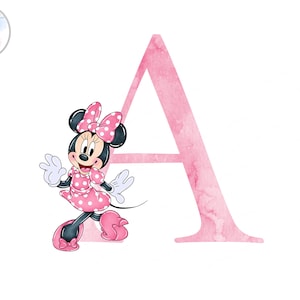 Clipart do alfabeto da Minnie em aquarela, letras rosa (PNG)