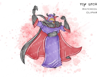 Zurg Watercolor Clipart, Toy Story Villain, PNG (Digital Download)