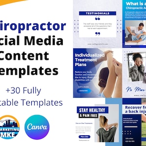 Chiropractor Social Media Content | Chiropractic Editable Canva Templates | Chiro Digital Download | FB, IG, Twitter | Marketing Help