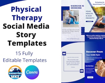 Contenido de redes sociales de fisioterapia / Plantillas editables de historias de PT de Canva / Facebook, Historias de Instagram / Marketing de clínica de PT / Fisioterapia