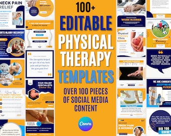 Modelos editáveis de conteúdo de mídia social para fisioterapia, modelos PT Canva, fisioterapeuta, fisioterapeuta, download digital, FB, IG