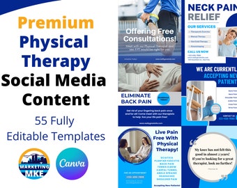 Premium Physical Therapy Social Media Content Templates | Editable PT Canva Templates| Physical Therapist| Physiotherapist| Digital Download