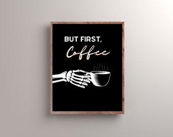 Skeleton Coffee Print | Halloween Printable Wall Art | Halloween Decor | Coffee Poster | Halloween Print | Coffee Poster | Digital Download