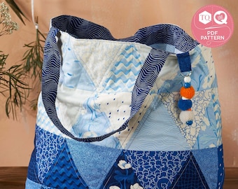 Triangle Tote Bag, Sewing Pattern, Patchwork Bag, Love Patchwork & Quilting, Digital Quilt Pattern, Instant Download