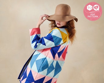Quilted Jacket Pattern, PATTERNLESS Quilt Coat Tutorial, Mollie Makes, Digital Pattern, Lorna Slessor, Instant Download