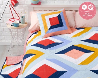 Geo Lines, Quilt Pattern, Love Patchwork & Quilting, Digital Quilt Pattern, Lorna Slessor, Instant Download