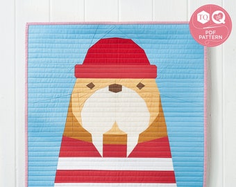 Minikołdra Snips Ahoy Walrus FPP, wzór pikowania, Love Patchwork & Quilting, cyfrowy wzór kołdry, szablony FPP, natychmiastowe pobieranie