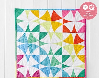 Rainbow Flow, Curvy Quilt Pattern, Love Patchwork & Quilting, Digital Sewing Pattern, Sarah Griffiths, Instant Download