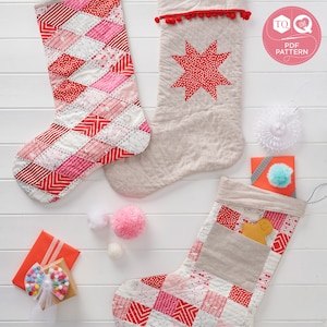 Quilted Stocking Patterns, Christmas Sewing Pattern, Stockings, Love Patchwork & Quilting, Digital Sewing Pattern, Instant Download