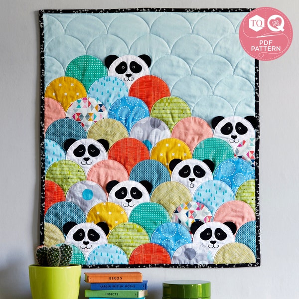 Panda Pop, Clamshell Quilt, Quilt Pattern, Applique Pattern, Love Patchwork & Quilting, Digital Quilt Pattern, Jo Carter, Téléchargement instantané