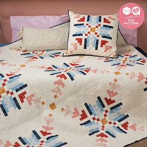 Snowflake Quilt, Quilt Pattern, Strip Piecing, Modern, Love Patchwork & Quilting, Digital Quilt Pattern, Christmas Quilt, Instant Download