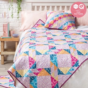 Flying Geese Quilt, Quilt Pattern, Love Patchwork & Quilting, Modern Quilt Pattern, Weekend Quilter, Sewing Pattern, Instant Download PDF