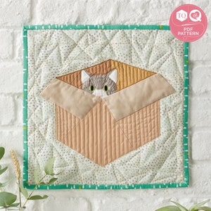 Peek a Boo, Foundation Paper Pieced Quilt, Cat Quilt Pattern, Love Patchwork & Quilting, Digital Quilt Pattern, Jo Carter, Instant Download