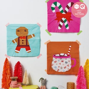 Assemblage de papier de base, blocs de courtepointe de Noël, patron de couture, patchwork d'amour et courtepointe, motif numérique, modèles FPP, téléchargement immédiat