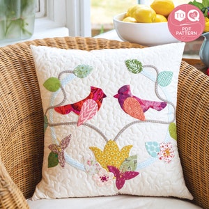 Cojín con apliques, Cojín de primavera, Patrón PDF, Patrón digital, Today’s Quilter, Laura Pritchard, Descarga instantánea