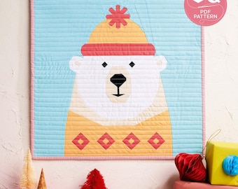 Polar Bear FPP Mini Quilt, Quilting Pattern, Love Patchwork & Quilting, Digital Quilt Pattern, FPP Templates, Gaby Sartori, Instant Download