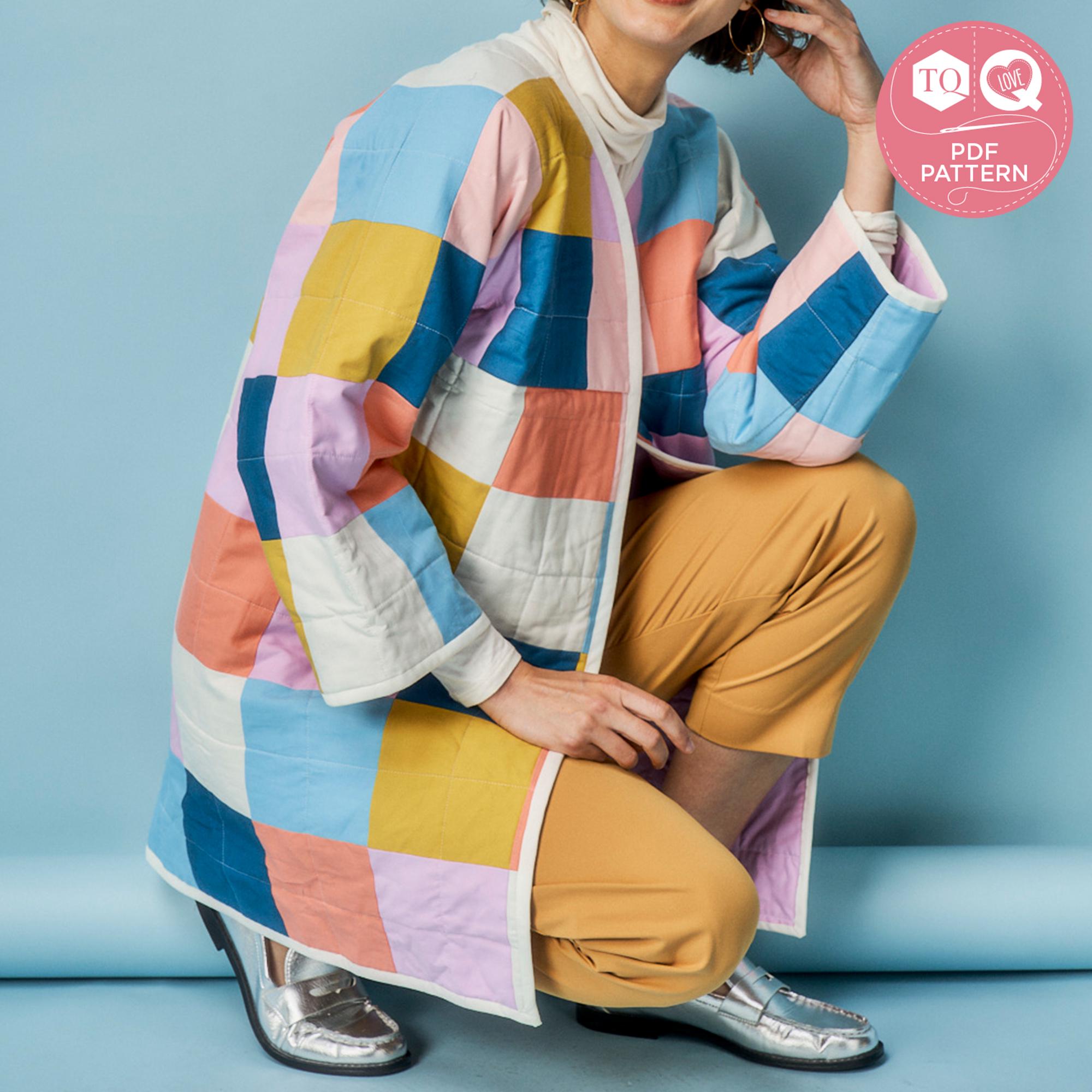 Quilted Jacket Pattern, Sewing Pattern, Patchwork Coat, Squares Quilt ...