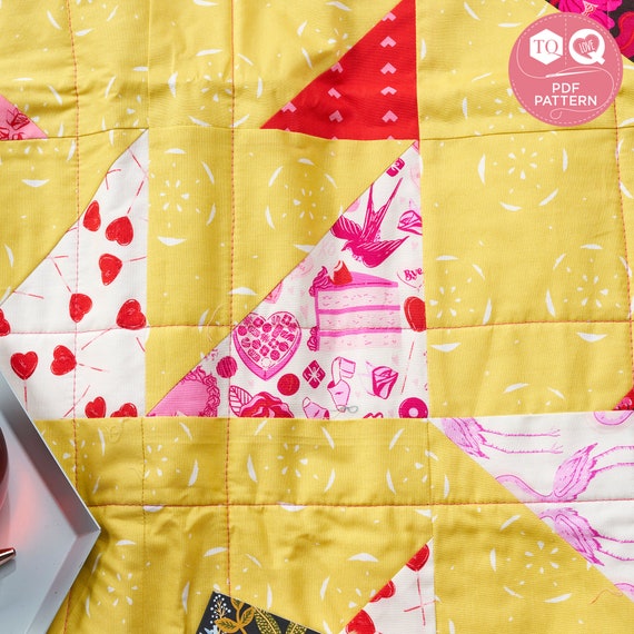 パッチワークキルト　フィードサックの三角のキルト パッチワークキルト フィードサックの三角のキルト パッチワーク