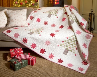 Edredón de árbol de Navidad, patrón de acolchado, patrón HST, Quilter de hoy, patrón de edredón digital, descarga instantánea