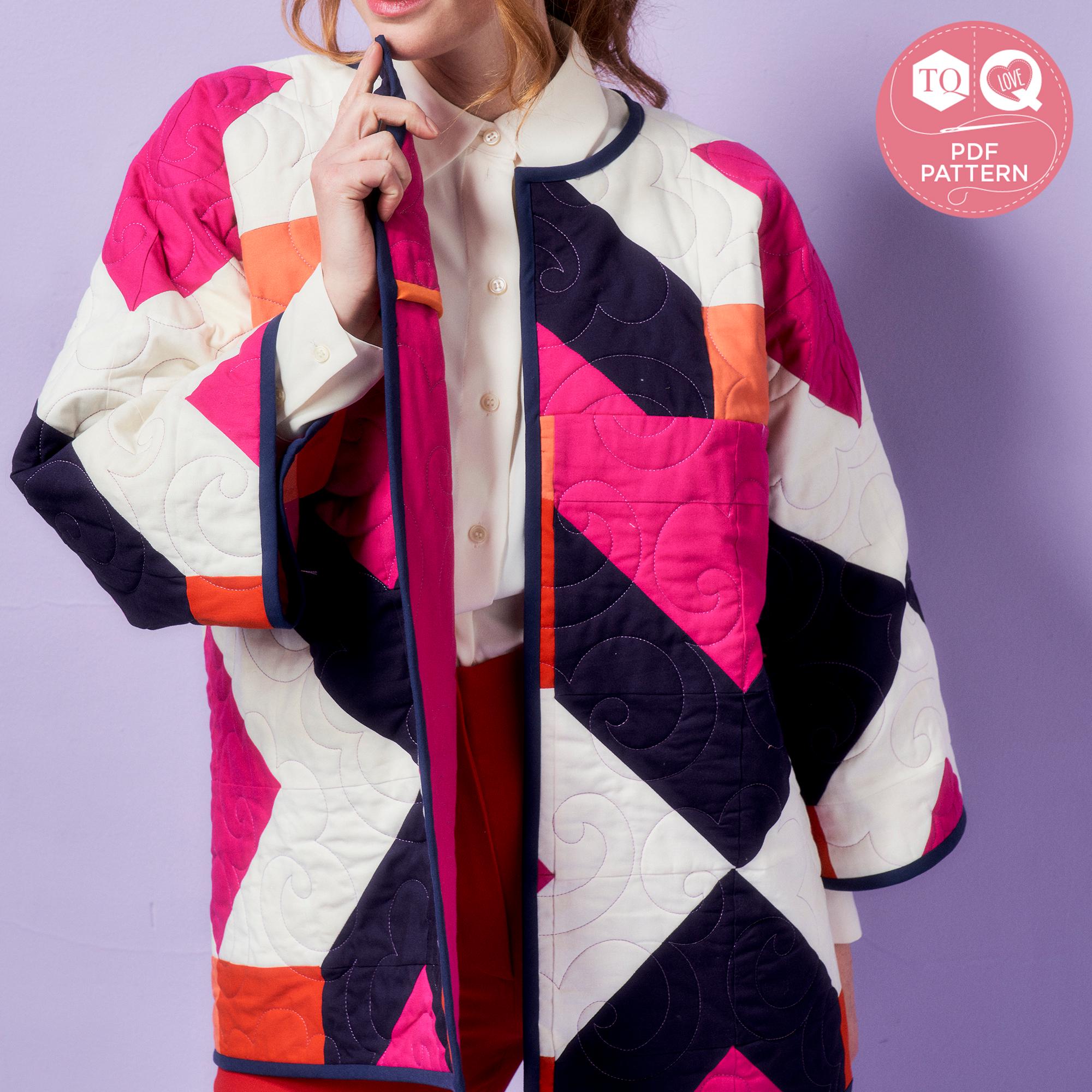 Quilted Jacket Pattern, Sewing Pattern, Patchwork Coat