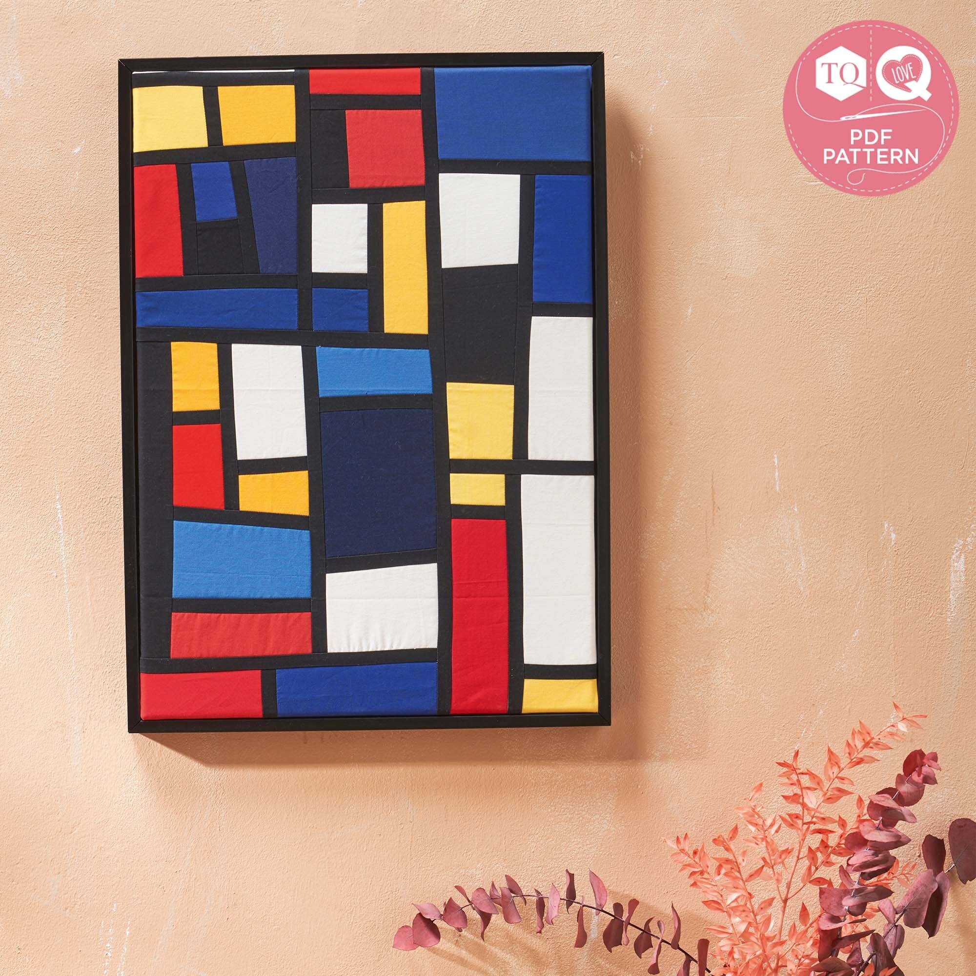Improv Quilt Pattern, Improv Piecing, Love Patchwork & Quilting, Digital Quilt Pattern, Mondrian Wall Art, Instant Download