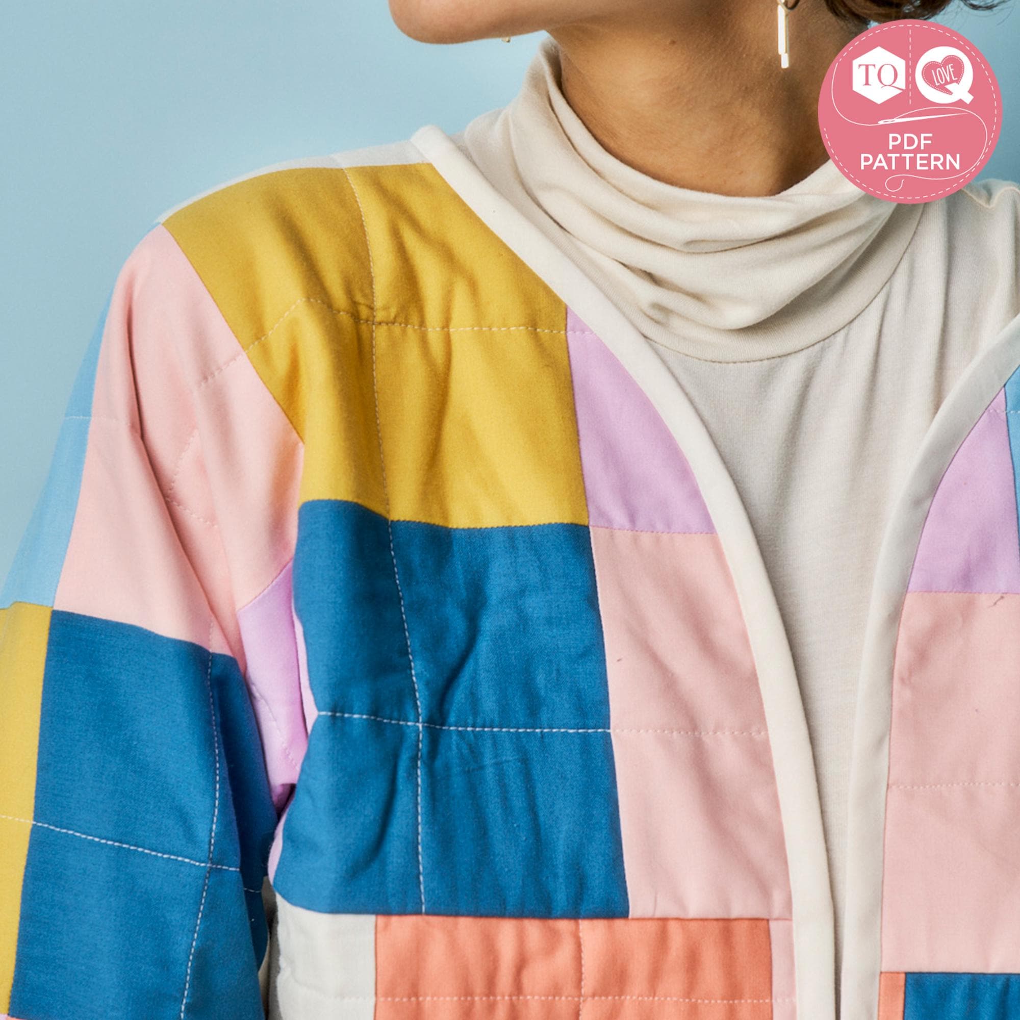 Quilted Jacket Pattern, Sewing Pattern, Patchwork Coat